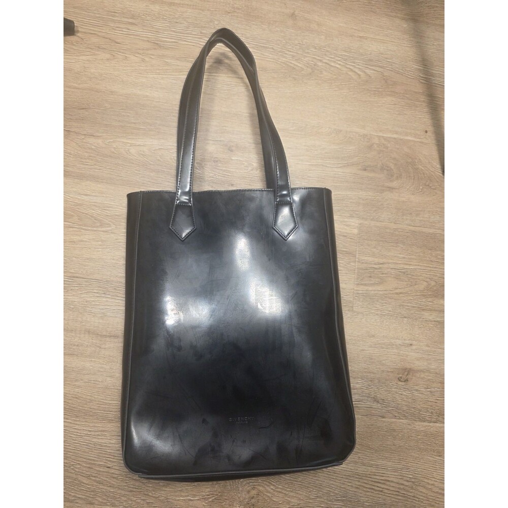 Givenchy Parfums Black Tote Bag Women Double Handles Stitching Accent Solid